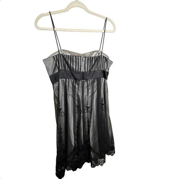 SL Fashions Black & Silver Babydoll Sheer Lace Cocktail Dress | Size 14 - Picture 7 of 13